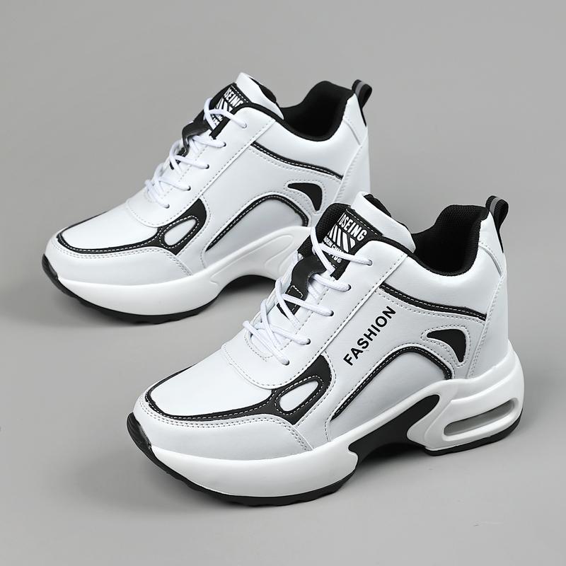 Fashion Autumn low cut Women's Shoes Fashion High Heels Wedge Platform Lace Up Casual Sneakers Breathable Comfortable Sport Shoes