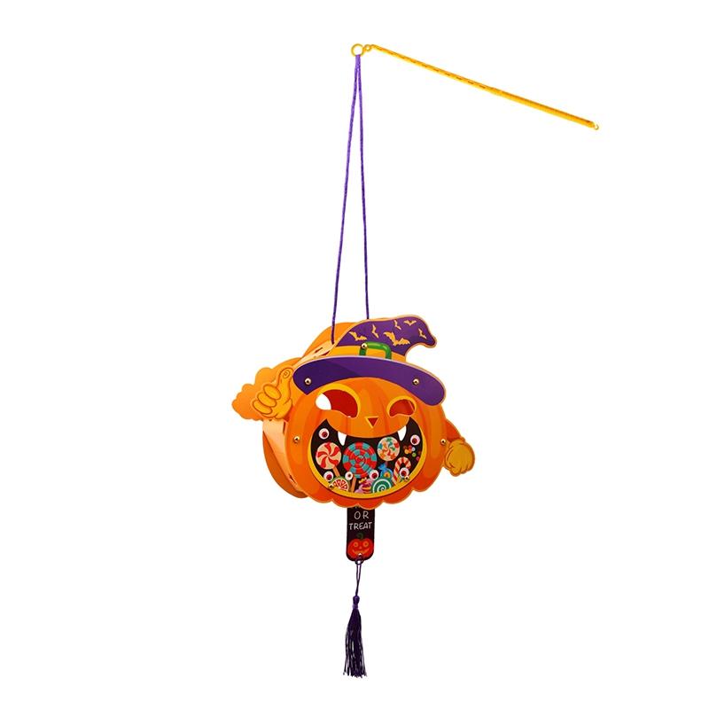 LED Halloween Pumpkin Lantern Decoration Children Diy Material Kit Hanging Paper Honeycomb Glowing Lantern Festival Decor
