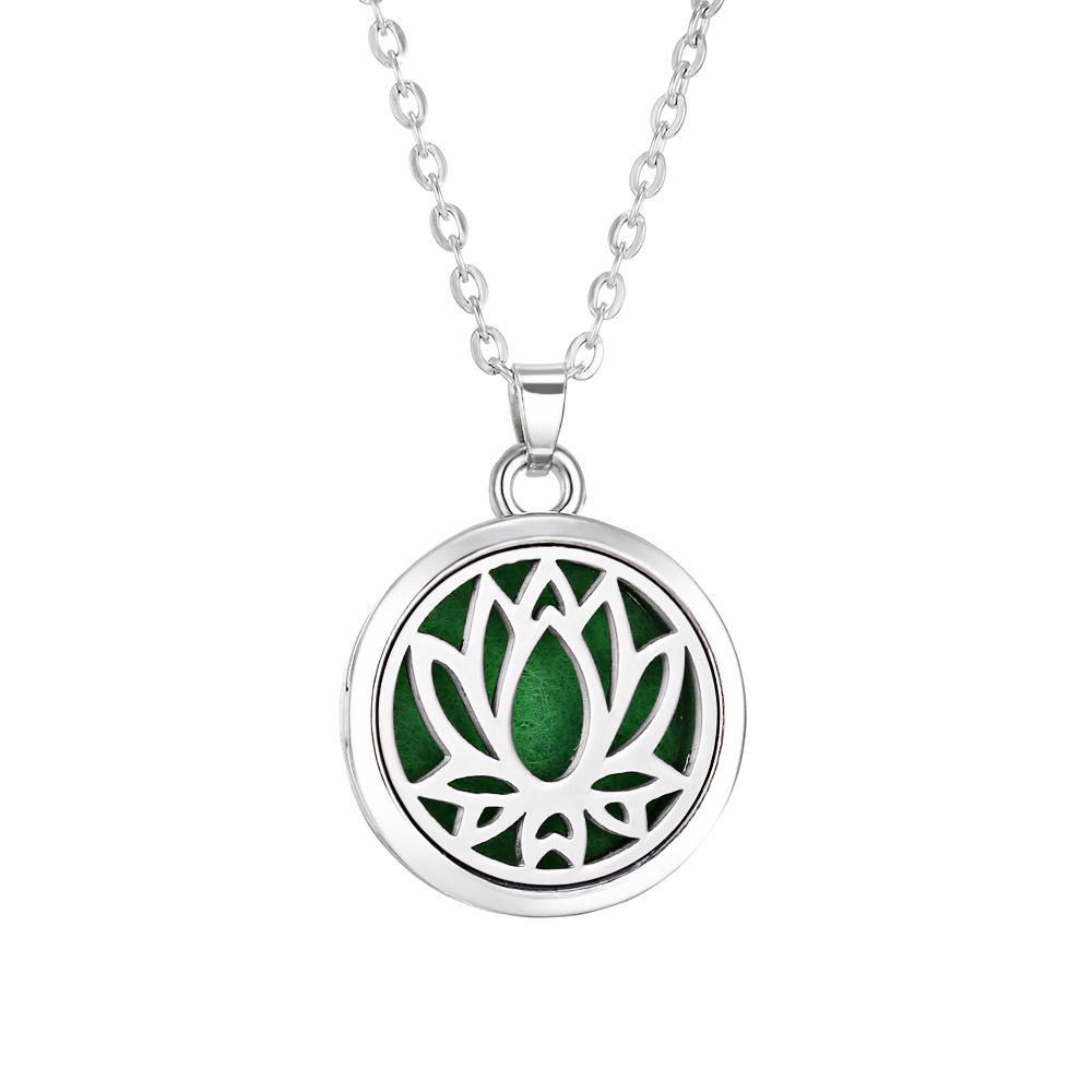 Stainless Steel Fashion Tree of Life Aromatherapy Necklace Essential Oil Diffuser Perfume Locket Pendant Women Jewelry Gift