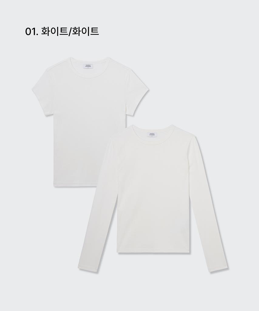 MUSINSA STANDARD WOMAN Women'S Slim Crew Neck T-Shirt_Short Sleeve + Long Sleeve 2-Pack