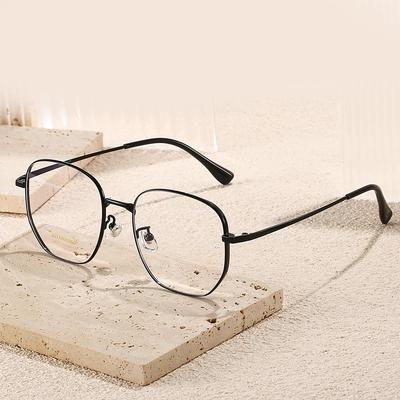 2024 Polygonal Titanium Unisex Anti-Blue Light Myopia Glasses with Thick Frame 2459