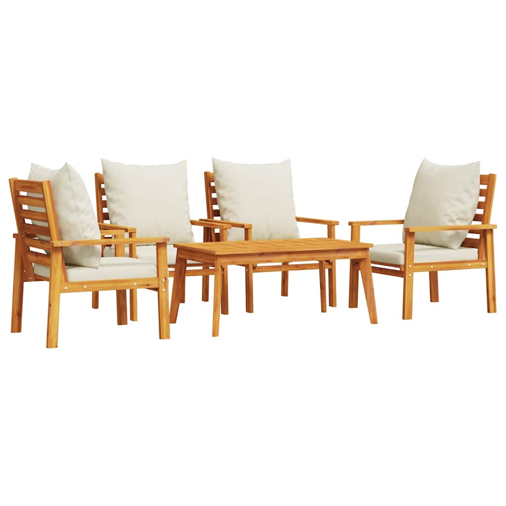 5 Piece Garden Lounge Set with Cushions Solid Acacia Wood