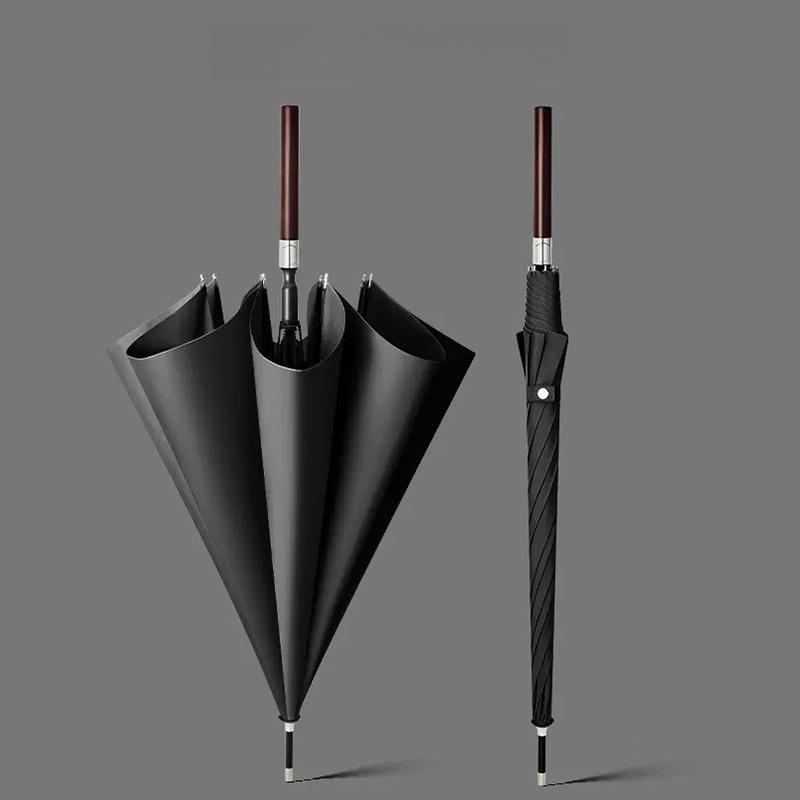 Light Luxury Long Wooden Handle Umbrella Fully Automatic Enlarged Thickened Reinforcement Wind Resistant Business Golf Umbrella