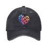 Colorful Leopard Heart Print Baseball Cap Unisex Cotton Adjustable Casual Sports Hat