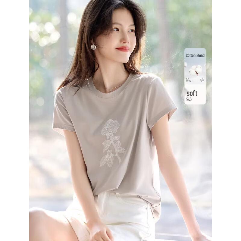 XWI Women s Elegant Textured Lace Cotton T-Shirt 2XL