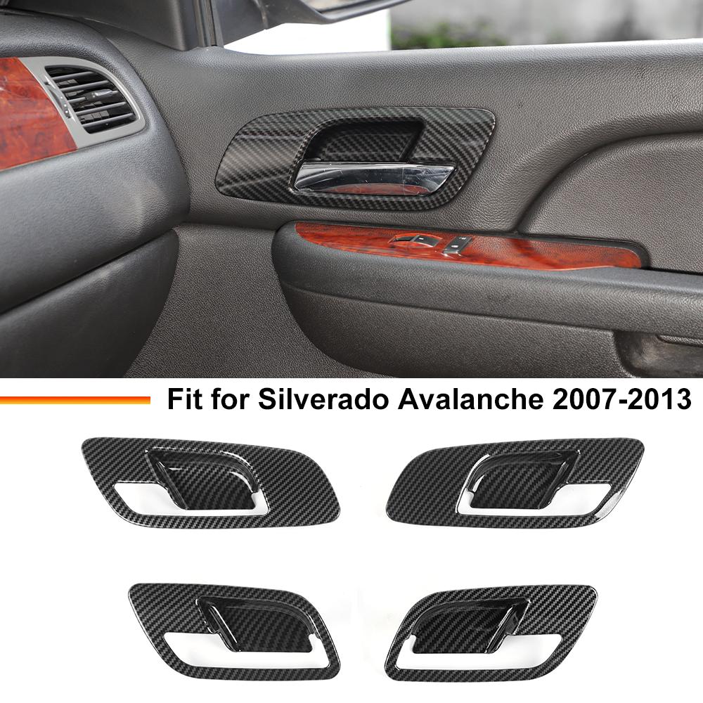 4PCS Carbon Fiber Door Latch Handle Bowl Covers For Suburban Tahoe 2007-2013