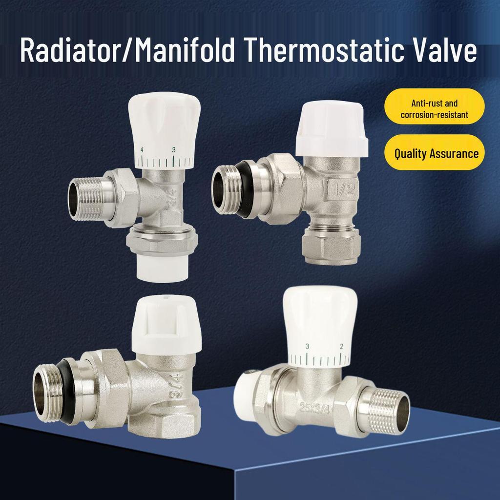 All-Copper 4-Point PPR Thermostatic Angle Valve for Radiator & Underfloor Heating