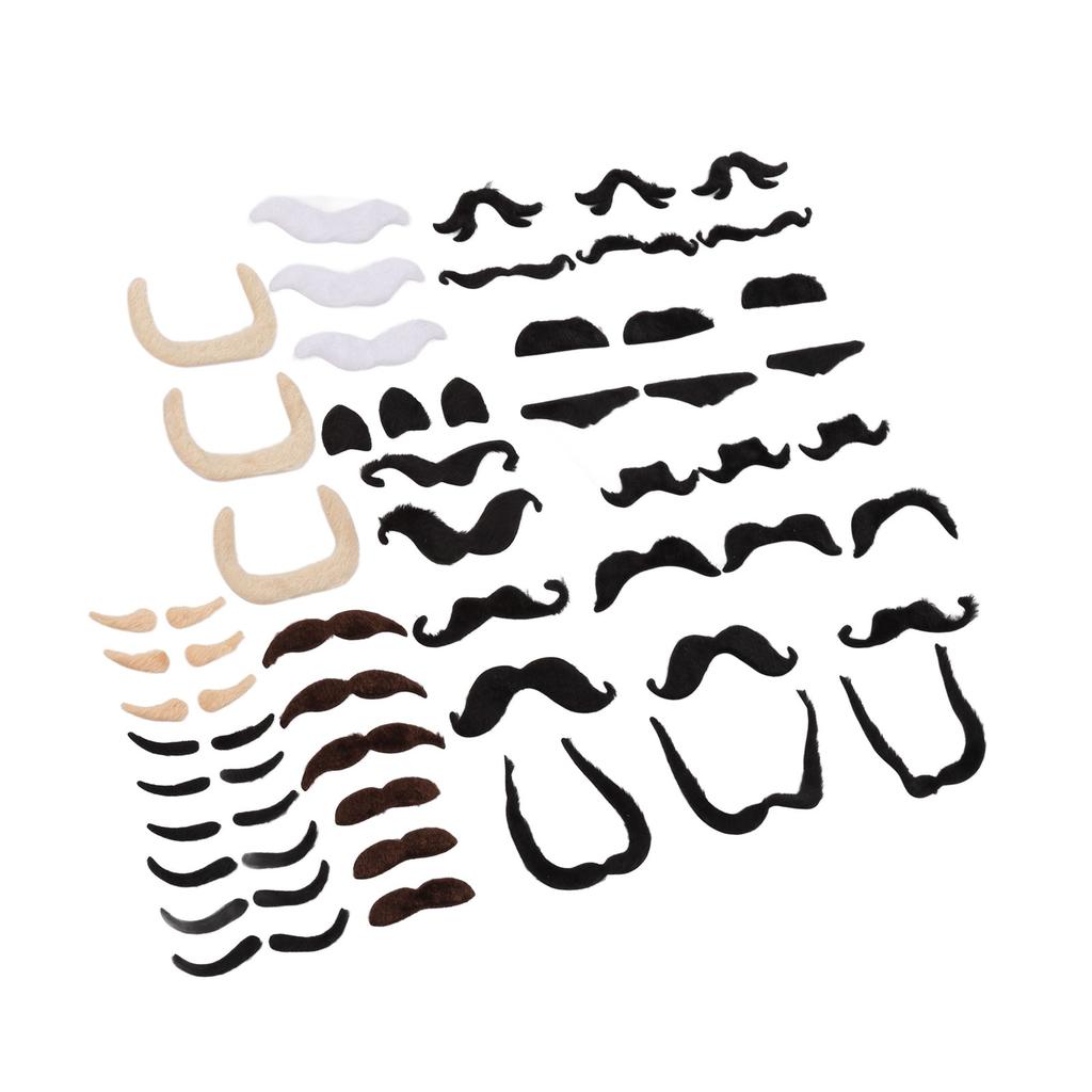 Conjunto Sobrancelha Barba Falsa Flanela Curta Sobrancelha e Bigode Artificiais com Adesivo nas Costas para Festa Temática