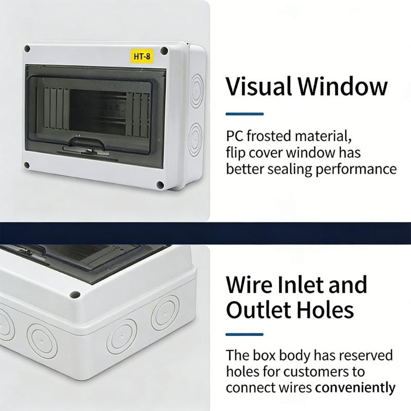 Water Resistant Mounted Electrical Distribution Box With HT5 2P 32A Current Monitor For Indoor Outdoor Usage