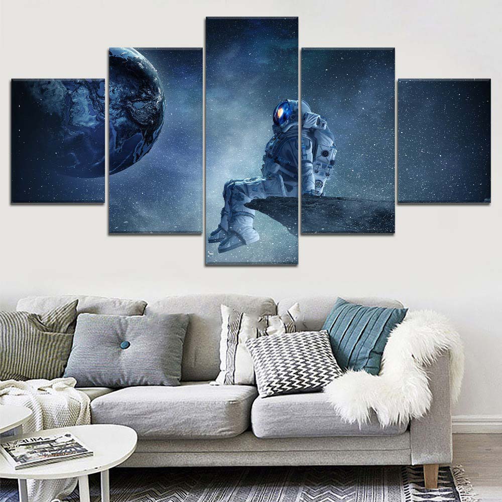 5 pezzi astratti spazio astronauta tela pittura paesaggio poster e stampe immagine parete soggiorno decorazioni per la casa senza cornice