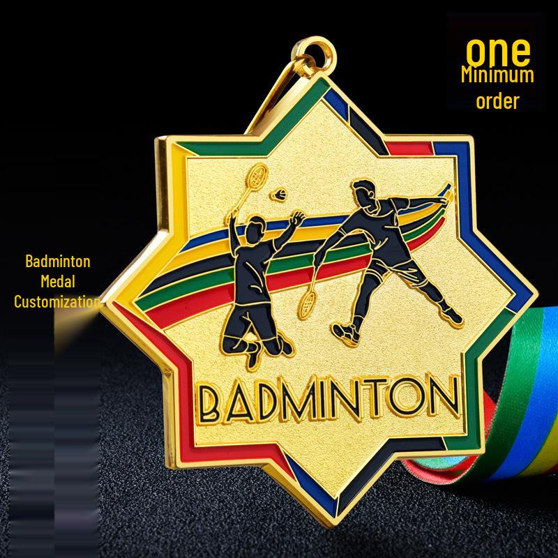 Customizable Gold Medal for Badminton and Marathon Competitions 70mm x 4mm