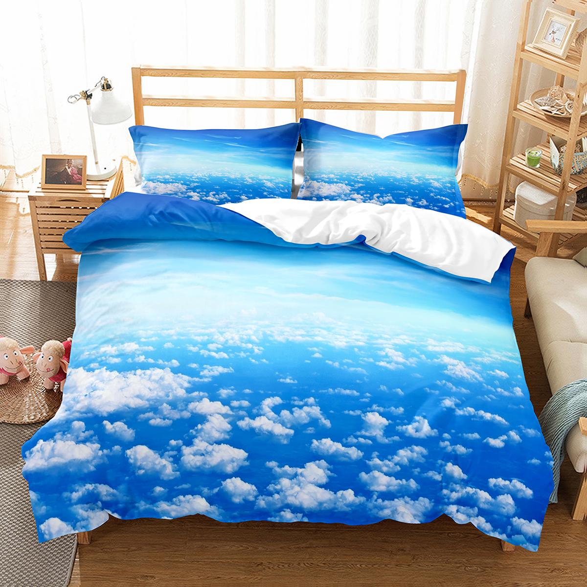

White Cloud Duvet Cover Set Comfort Cover Twin Full King Size для дітей, підлітків, дорослих, декор спальні Комплект постільної білизни з наволочкою US Twin(172x218cm)
