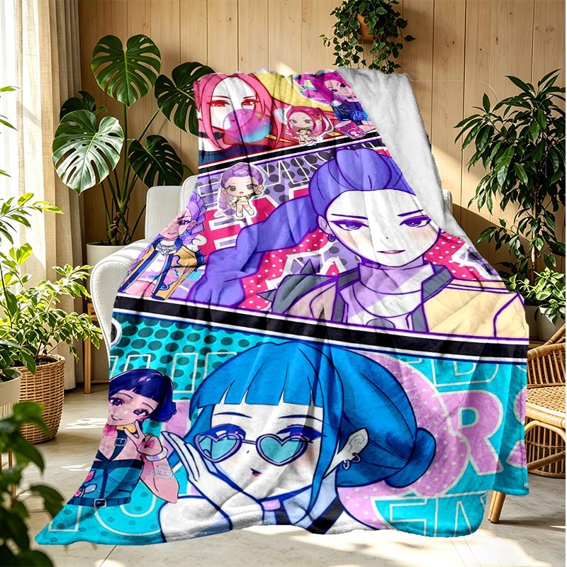 KPop Demon Hunters Pattern Blanket for Home Decoration, Bed, Sofa, Car Travel, Camping, Suitable for All Seasons, Birthday Christmas Gift