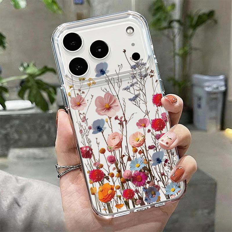 Colorful Flowers Pattern Case For iPhone 17 Pro Max Coque iPhone 16 15 14 13 12 Pro Max 11 Clear TPU Silicone Soft Cover