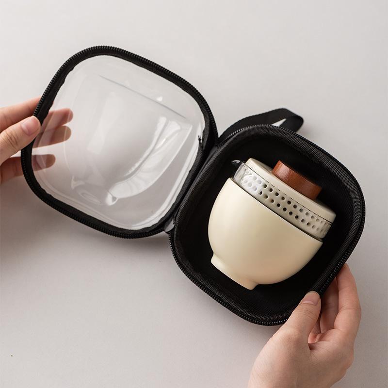 Travel Tea Set Kuaike Cup One Pot and Two Cups Portable Cover Bowl Small Set Outdoor High-end Kung Fu Business Gift Set