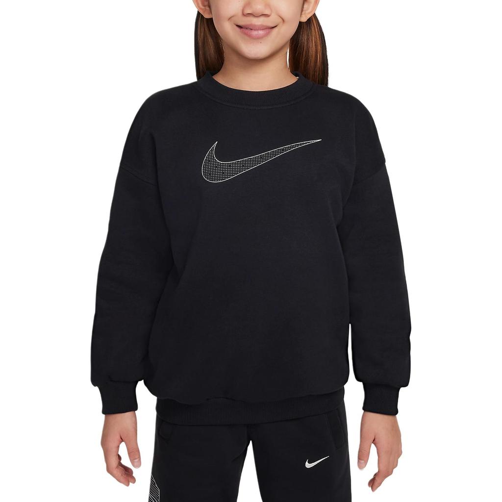 Nike Sportswear Club Casual Simple Comfortable Kids Sweatshirt Black Metallic-Silver HM6527-010