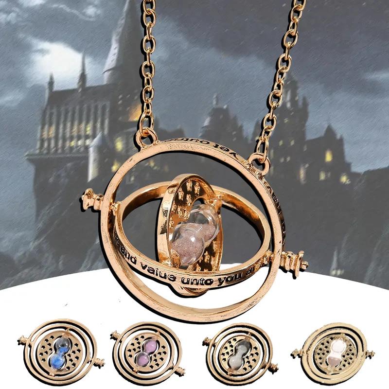 1-10Pcs Harried Time Necklace Timer Hourglass 360 Rotatable Potters Cosplay Props Astronomical Time Converter Magic School Gift