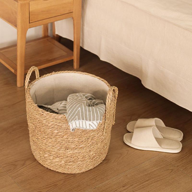 Handmade Woven Planter Basket Laundry Storage Decorative Basket Rattan Straw Garden Flower Pot Sundries Storage Basketes