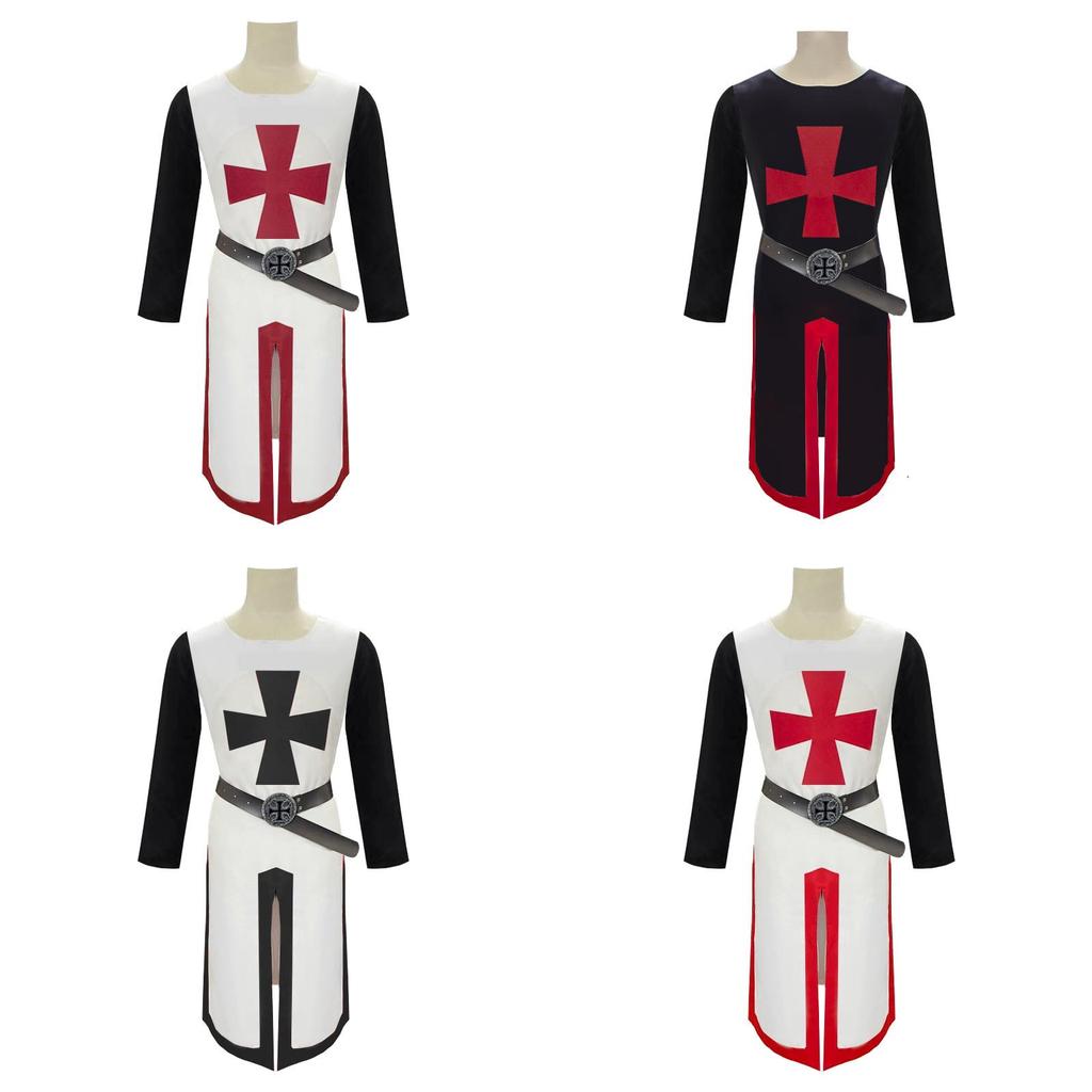 Halloween Knights Templar Outfit With Polyester Fabric And Split Design For Stage Shows