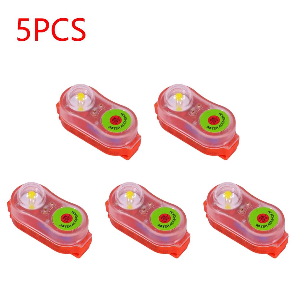 1-5Pcs LED Lithium Seawater Self-Lighting Light Life Jacket Light Waterproof Plastic Life-saving Vest Lamp For Adults Children