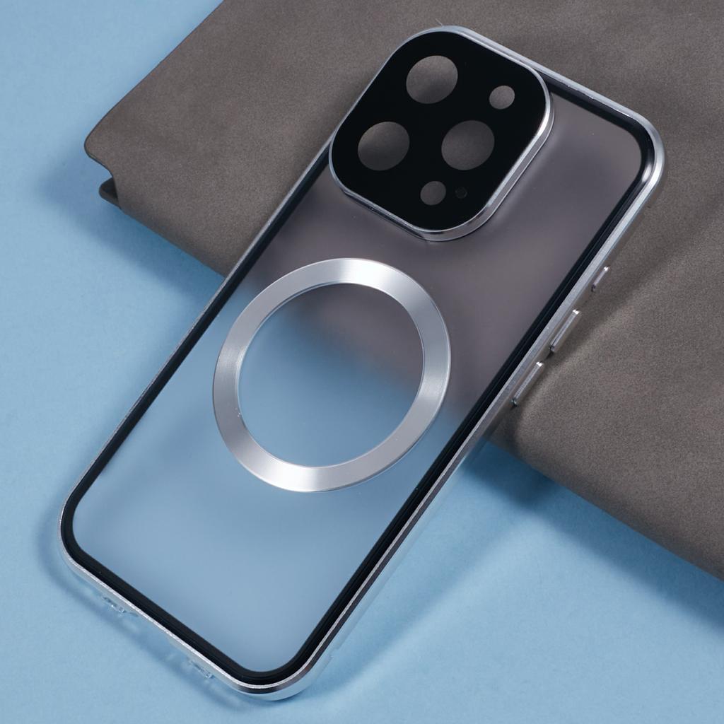 For iPhone 16 Pro Case Double Sides Tempered Glass Phone Cover Compatible with MagSafe Full Protector