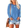JPNTKY Women's Fashion Casual Solid Color Print O-Neck Long Sleeve Blouses & Shirts