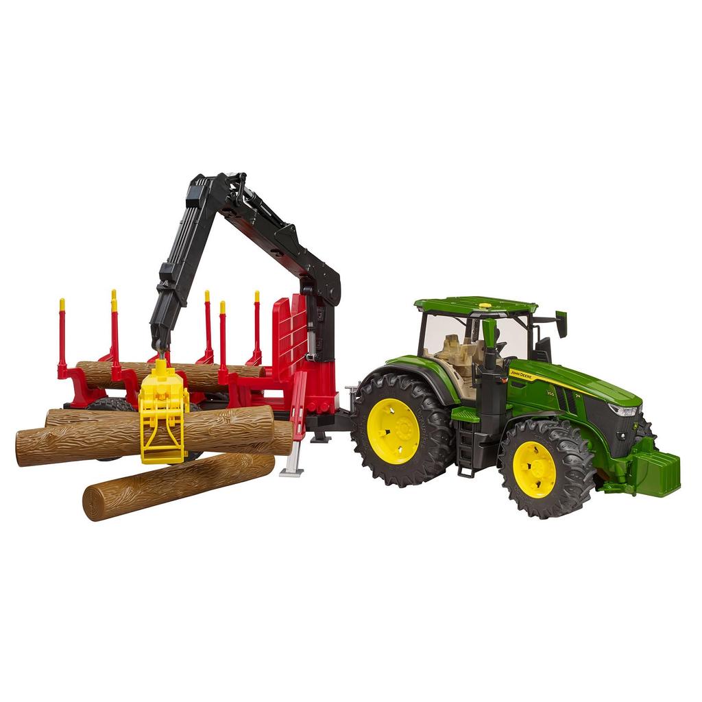 Bruder JD 7R 350 Front Loader Forest Trailer 4 BR03154 & (with Logs)