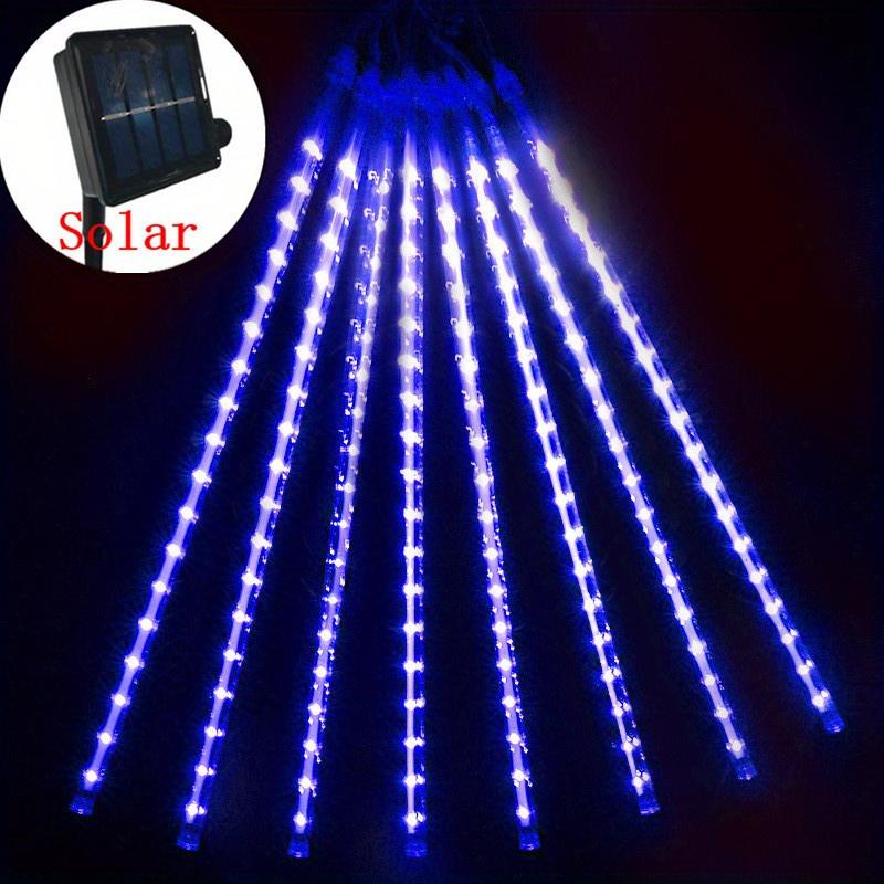 

Солнечный водонепроницаемый светодиодный метеоритный дождь, 8 трубок, наружное рождественское свадебное украшение, праздничные гирлянды для вечеринок, садовое освещение IP44 30 cm синий