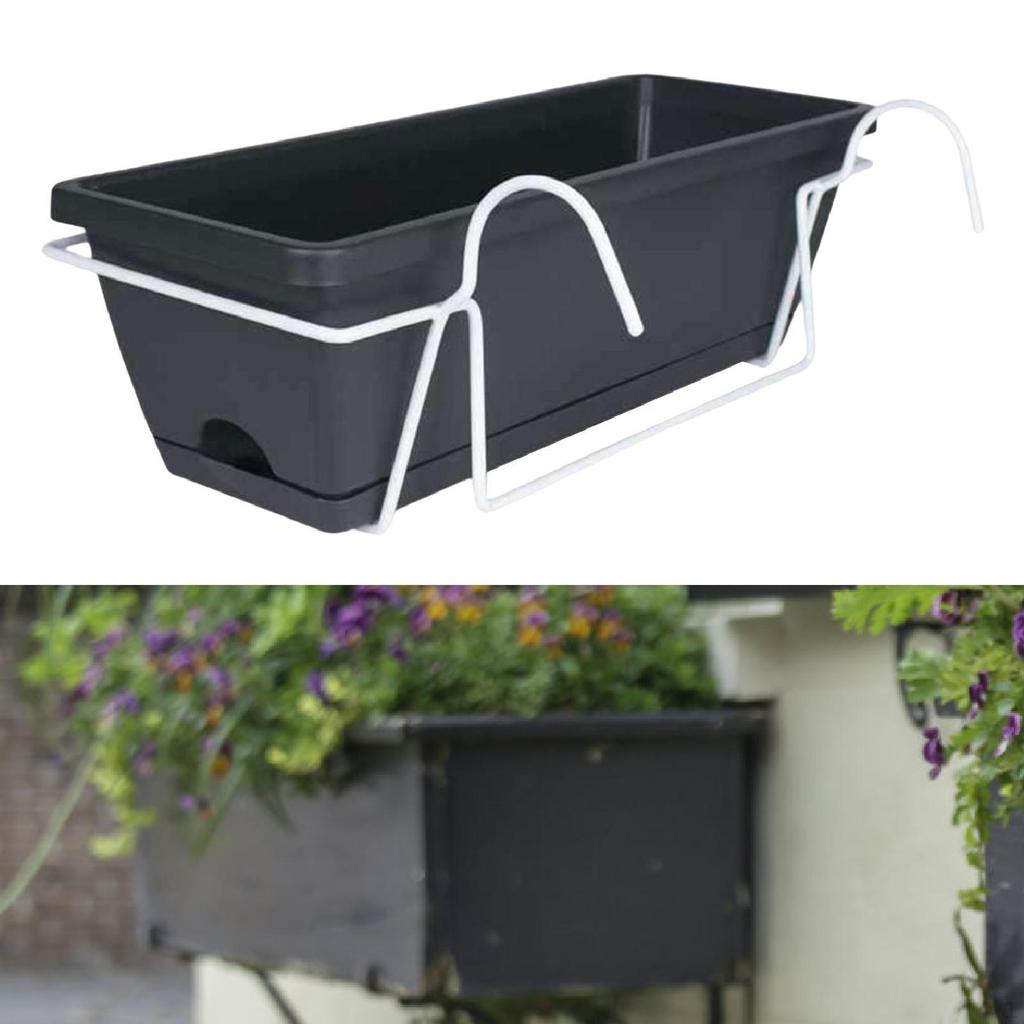 Balcony Hanging Planter Flower Pot Outside Rectangular Easy Installation Detachable Tray
