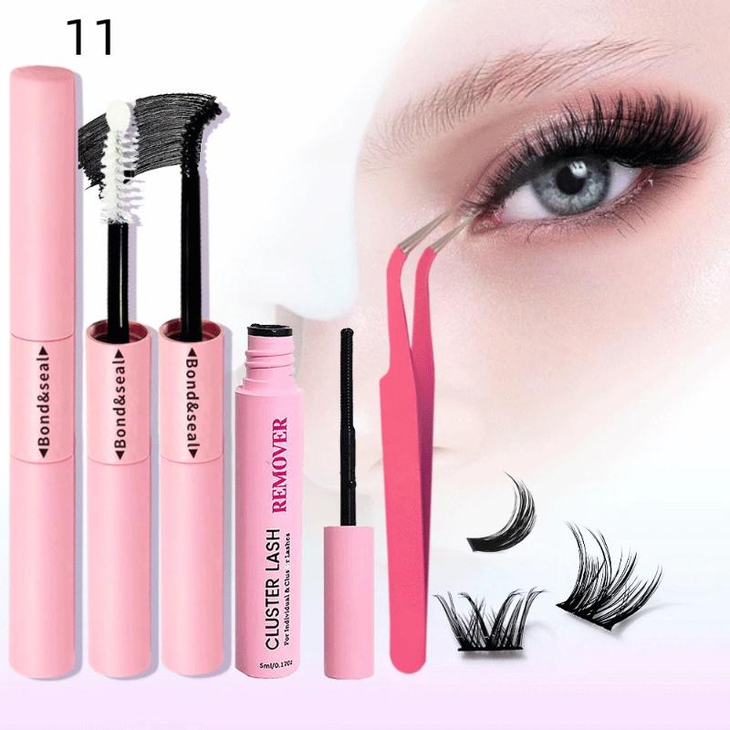 Lash Bond Asend Seal Eyelash Clusters Lasting Double-Ended Fixed Eyelash Glue Remover Tweezers Kit Eyelash Curler Brush Kit Tool