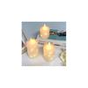 Battery Operated Led Flameless Candles :with Embedded String Lights,3 Pack Ivory Flickering Electric Candle lamp ,with 10-Key Remote Control and Cycle