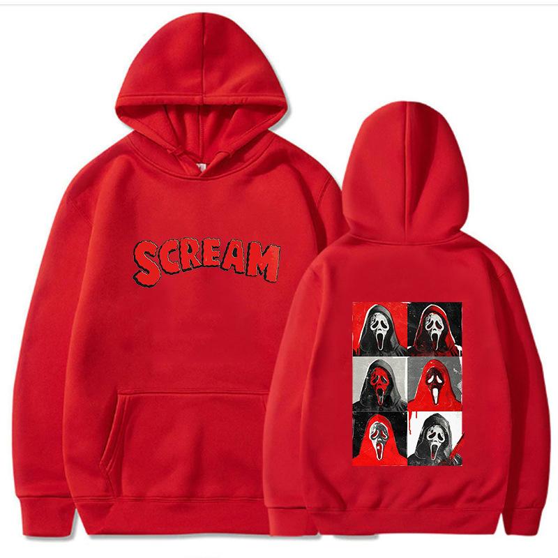 Europe and The United States Scream Around The Hoodie Long Sleeve Hooded Sweatshirts Unisex Y2K Street Fashion Pullover Clothing