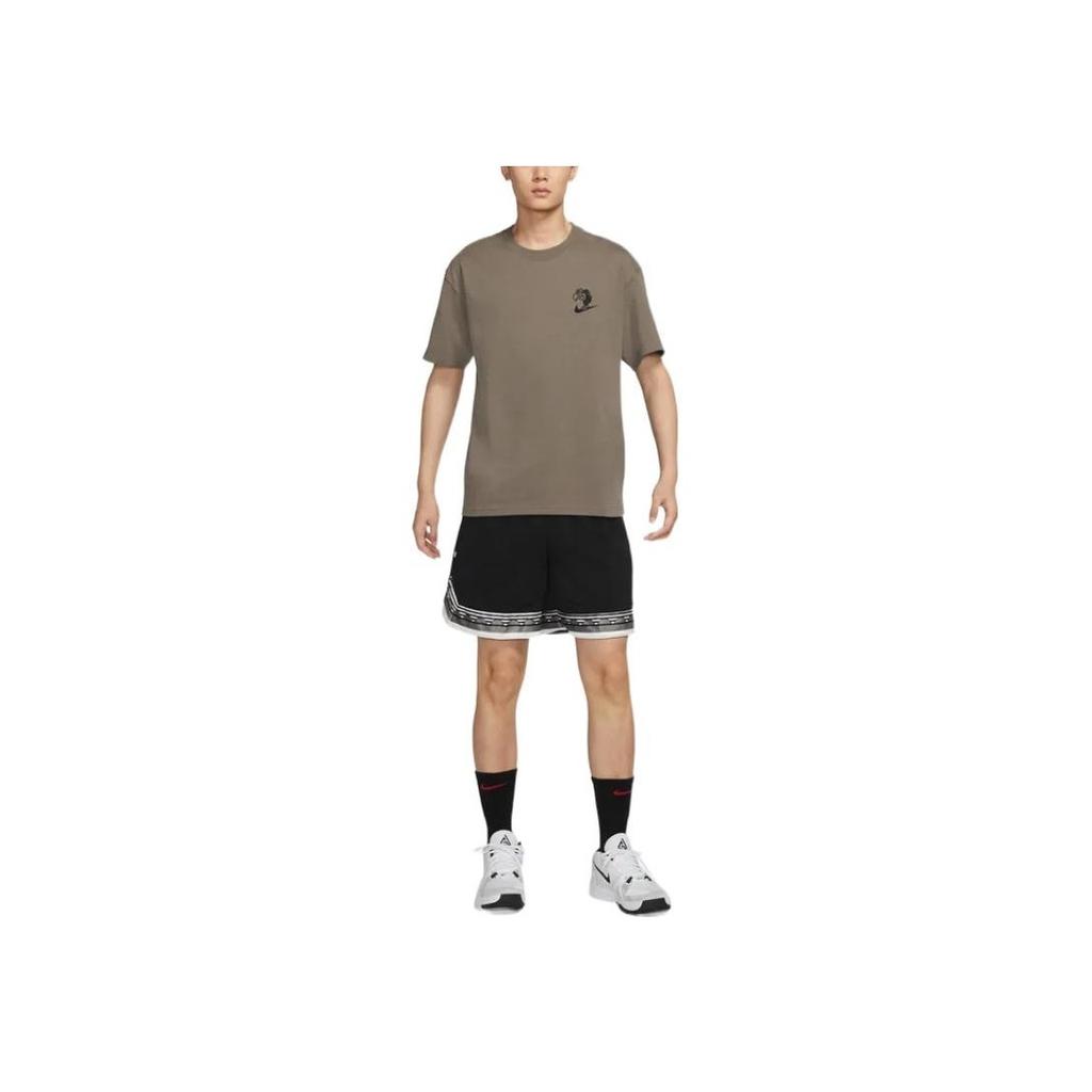 Nike Cartoon Print Crew Neck Short Sleeve T-Shirt Men Tops Olive-Grey DR8915-040