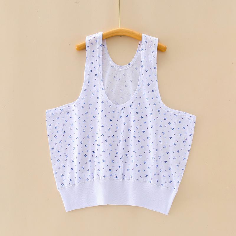 

Men s Cotton Sleeveless Floral Undershirt - Lightweight & Loose for Middle-aged and Elderly 160 kg квітковий/синій