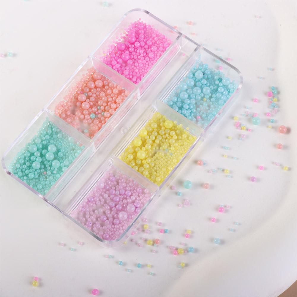 Making DIY Craft Nail Art Rhinestones 3D Nail Art Decoration Macaron Color Bubble Beads Nail Charms