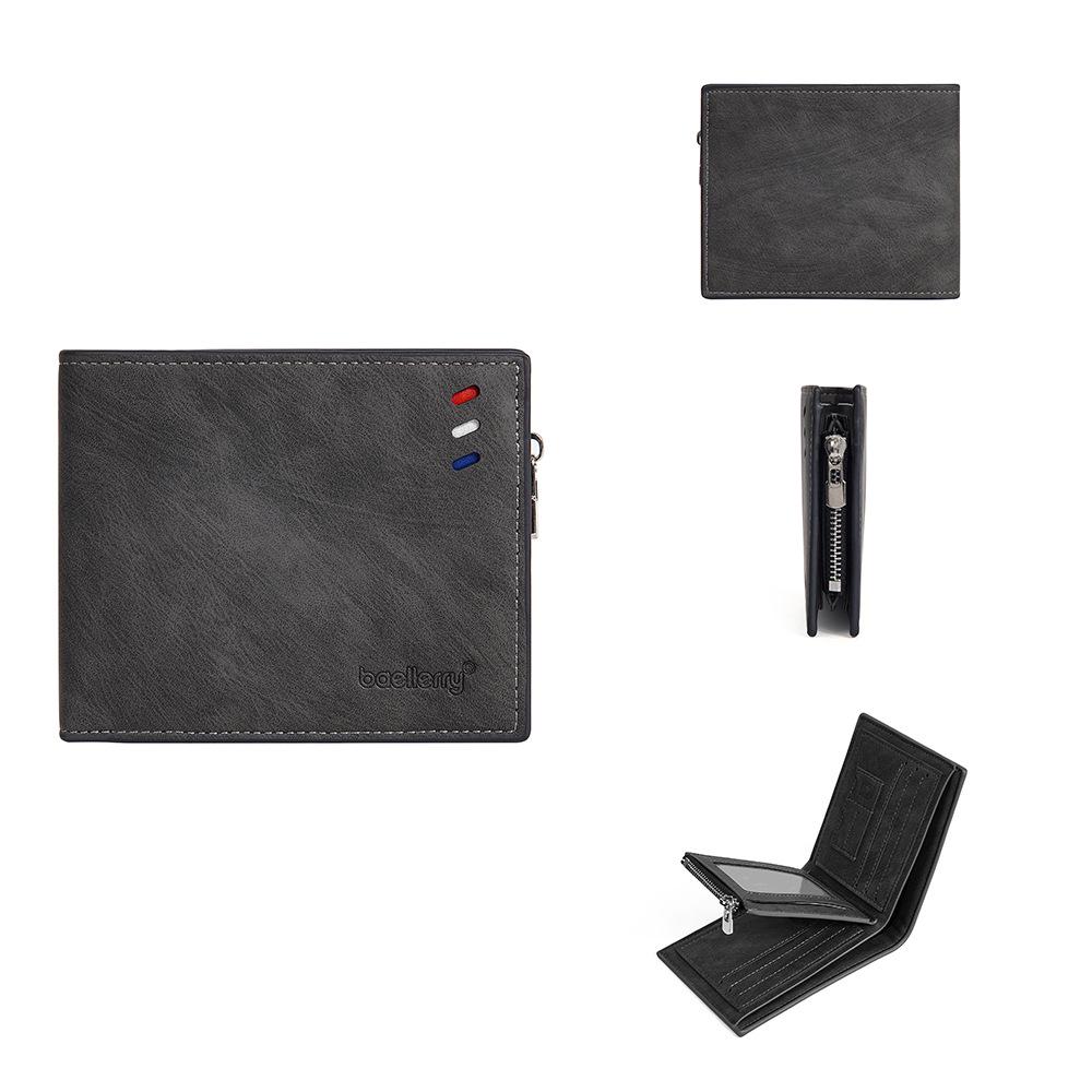 Trendy Men's Color Stripe Wallet with Logo, Card Holder, Zipper Pocket