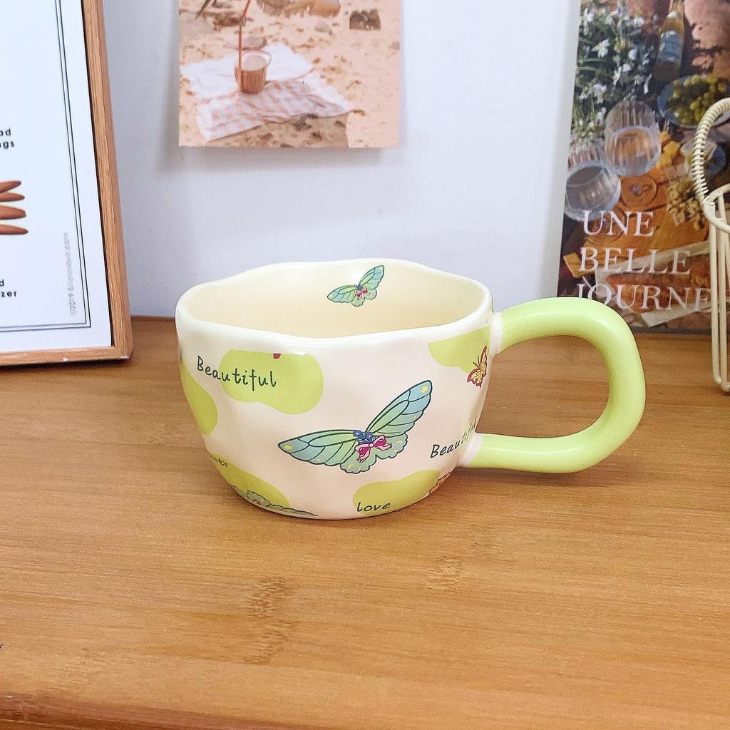 Butterfly Mug Design Sense High Value Coffee Cup Ceramic Water Cup Ins Style Breakfast Cup Sends Girls Gift
