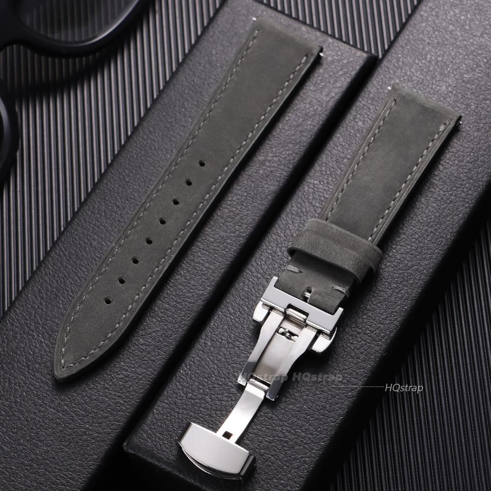 Quick Release Bracelet Leather Watch Band Vintage Cowhide Strap18mm 19mm 20mm 21mm 22mm 24mm Butterfly Buckle Wristband