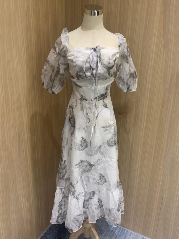 Sommerliches Blumenkleid Damen Sexy Französischer Stil Vintage Party Midi-Kleider Lässig Koreanische Mode Elegantes Retro-Kleid 2026 Neu