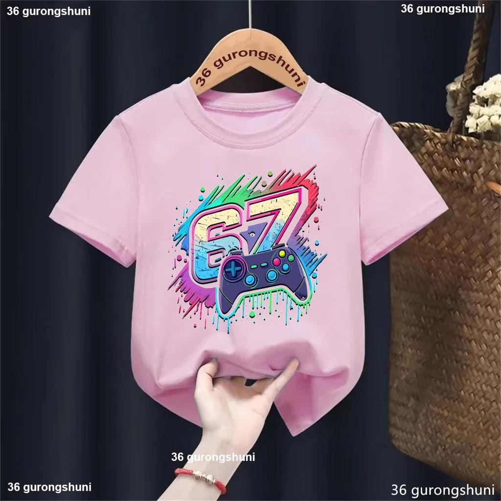 Kids 67 Themed Colorful Print TShirt Soft Cotton Fabric Breathable and Comfortable Ideal for Toddlers and Childrendf0208