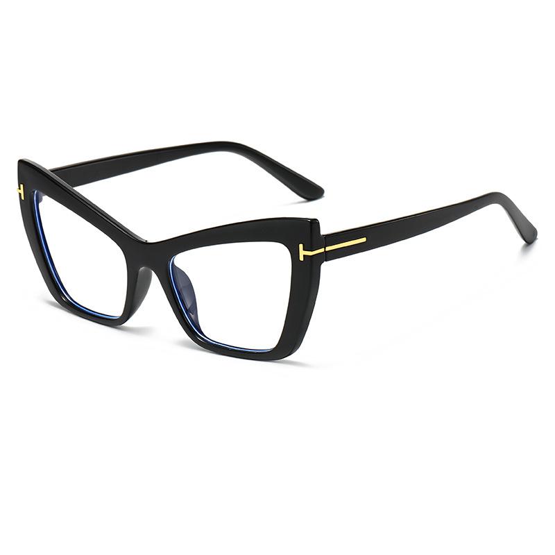 4737T Word Cat Eye Glasses Frame 2024 New Fashion Anti-Blue Flat Mirror Personalized Versatile Frame