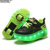 Ny laddningsmodell, blinkande ljus löparskor, dubbelhjuliga herr- och barnhjulsskor