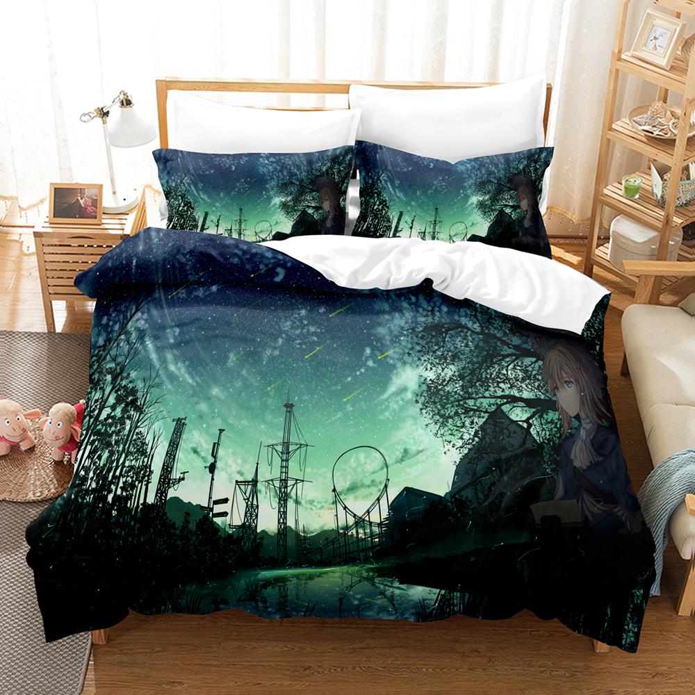 Anime The Violet Evergarden Bedding Sets Duvet Cover Set With Pillowcase Twin Full Queen King Bedclothes Bed Linen Home Textiles