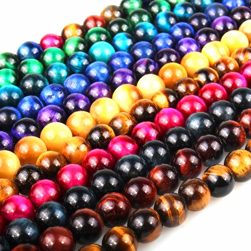 A-Grade Colored Tiger Eye Round Loose Beads for DIY Jewelry Making