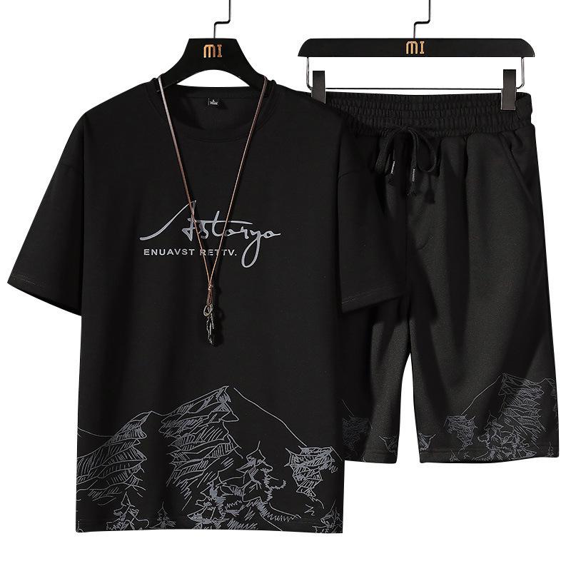2024 Men's Korean Fashion Summer Half-Sleeve T-Shirt & Shorts Matching Set
