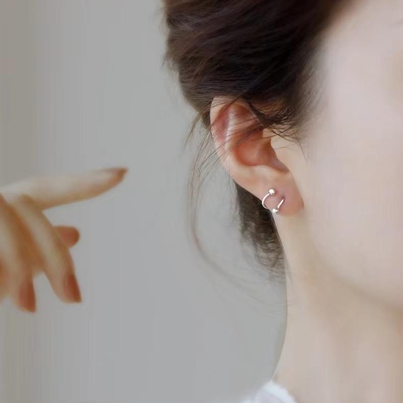 2024 Trendy 999 Pure Silver Spring Stud Earrings for Women - Simple, Versatile, Cold Style Ear Jewelry