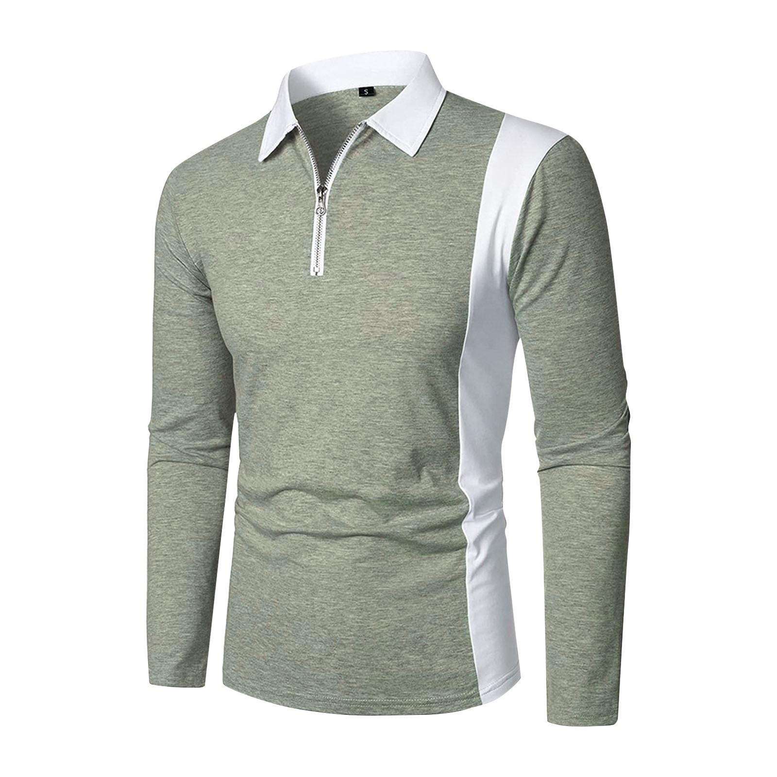 

Модная мужская рубашка с отворотом и длинным рукавом, сочетающаяся по цвету, двухцветное сращивание L