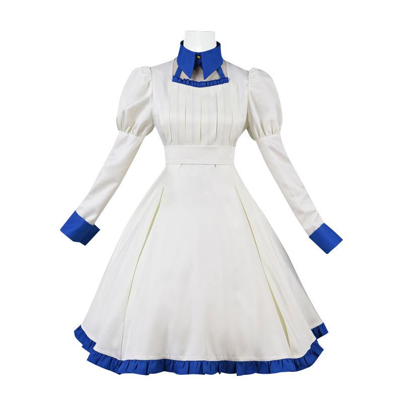 Anime Invented Inference Iwanaga Kotoko Cosplay Hat Bow with Wig Lovely White Dress Clothing Halloween Carnival Full Set Costume