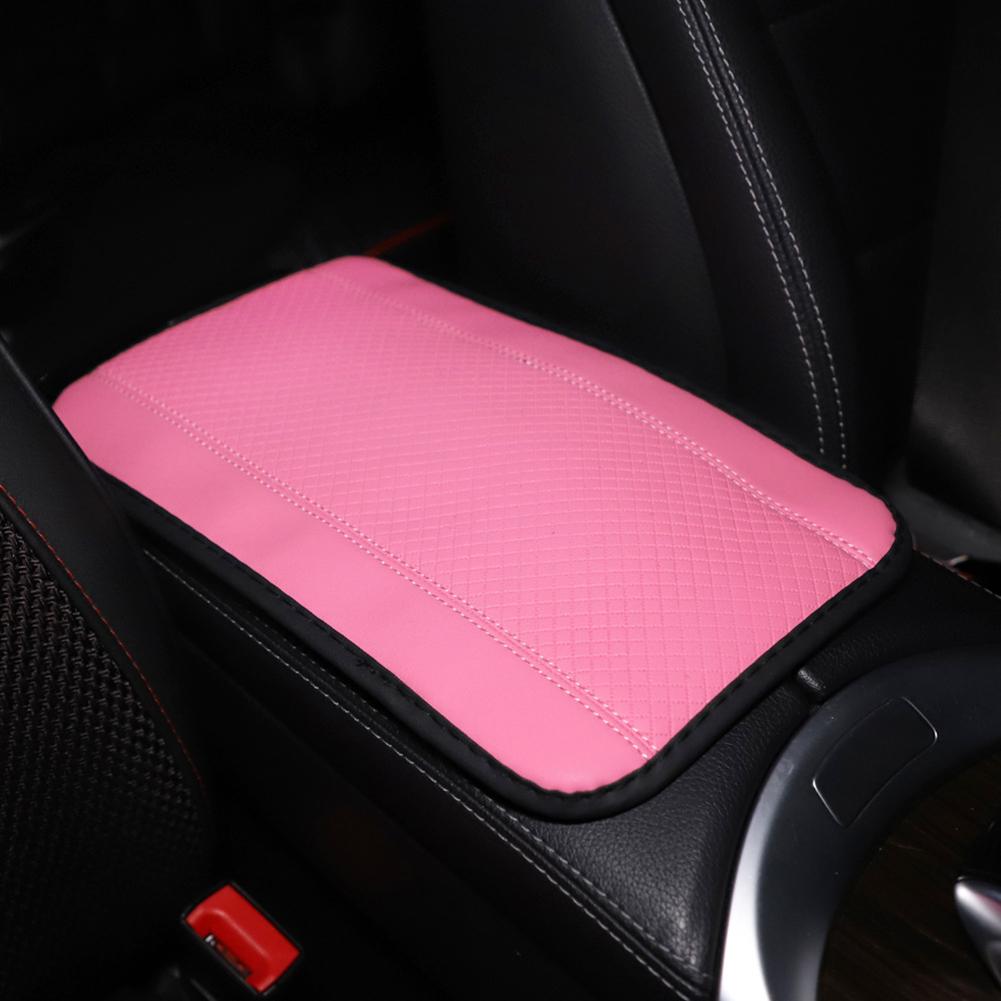 PU Leather Car Armrest Mat Center Console  Protection Cushion Auto Armrests Storage Box Cover Pad Car Interior Accessories розовый