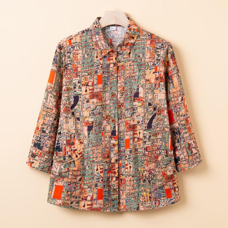 YUZHAOLIN Mid-Aged Women's 100% Cotton Floral Blouse